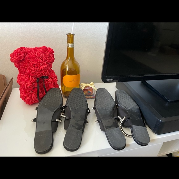 Zara Chain Rhinestone Flat Mules SIZE 37 - Picture 8 of 11